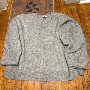 & Other Stories Alpaca Wool Blend Oversized Soft Sweater Grey V neck medium